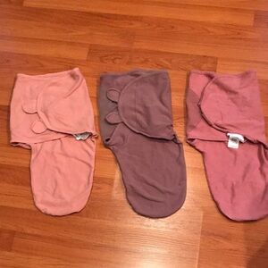 3 Comfy Cubs Baby Swaddle Sacks- Pink and Mauve